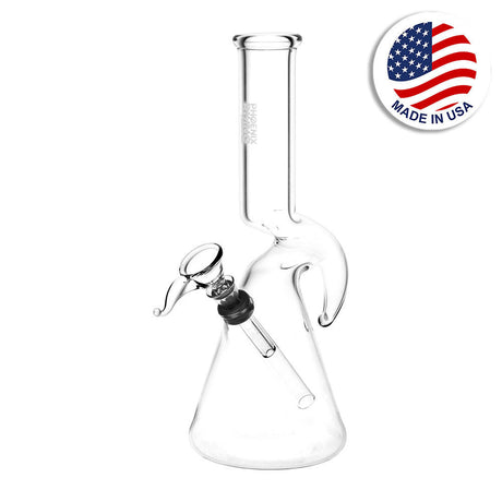 Phoenix Rising Diablo Beaker Water Pipe - 9.5" Clear Front View with American Flag