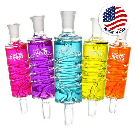 Phoenix Rising Glycerin Hit Chiller hand pipes in assorted colors, USA made, front view