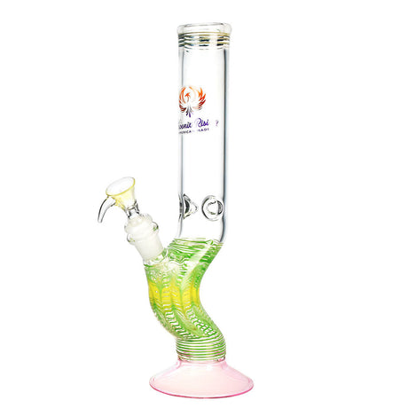 Phoenix Rising 12" Hand Grip Water Pipe with 14mm Female Joint, Borosilicate Glass, Front View