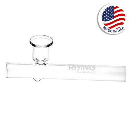 Phoenix Rising Mini Steamroller hand pipe, clear borosilicate glass, top view, USA made