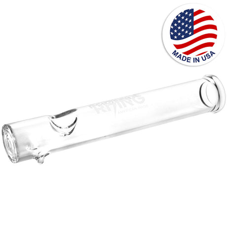 Phoenix Rising Steamroller Pipe in Borosilicate Glass, Side View on White Background