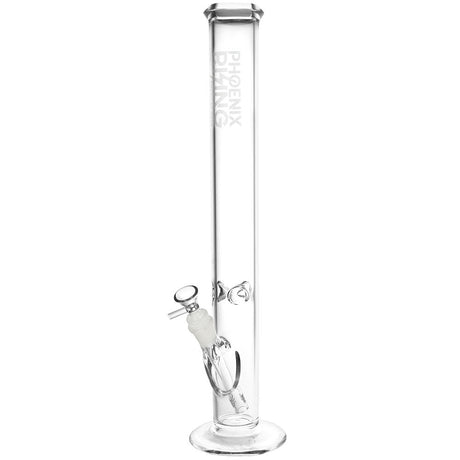 Phoenix Rising Straight Tube Water Pipe, Clear Borosilicate Glass, 12" Height, Front View