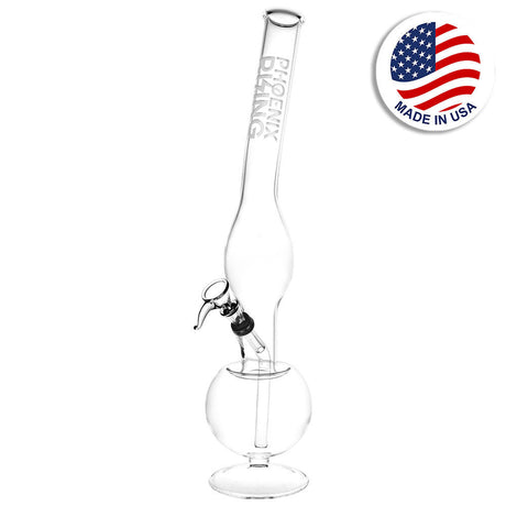 Phoenix Rising Sunken Goblet Beaker Water Pipe, 16.25" Clear, Front View with American Flag