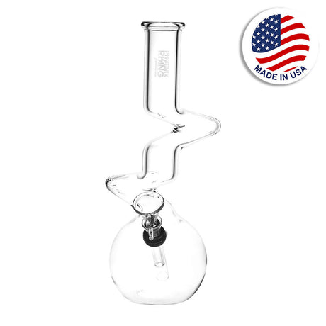 Phoenix Rising Zig Zag Water Pipe - 9.5" Clear Bubble Base with American Flag