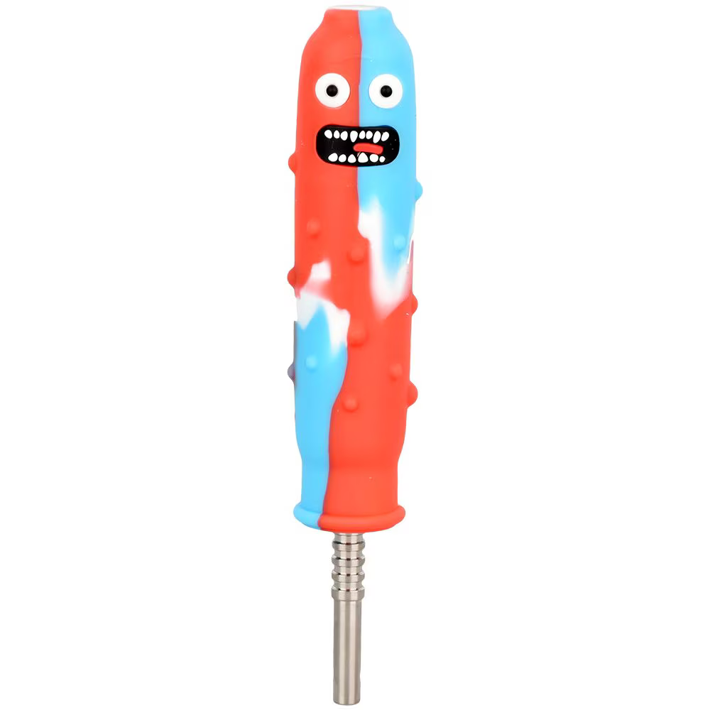 Pickle Richard Silicone Dab Straw | Titanium Tip | 4.75" | Assorted Colors | 10ct Bundle