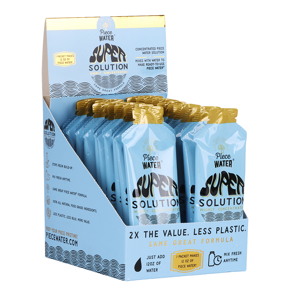 Piece Water water pipe solution packet, a clear concentrate that keeps pipes cleaner between water changes