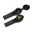 Piecemaker Karma Kayo Silicone Pipe in Black, Steamroller Design, with Cap - Top View