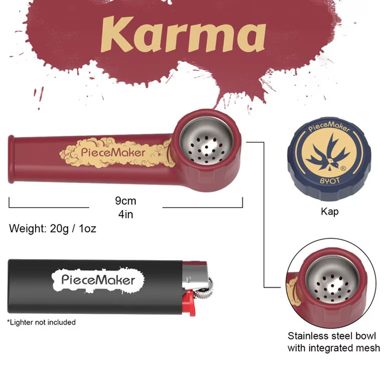 PieceMaker Karma Silicone Hand Pipe | 3.5" | Assorted Colors | 10ct Display