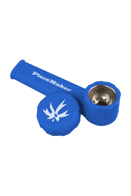 PieceMaker "Karma" Silicone Pipe in Blue, 3.5" Length, Steel Bowl, Portable Design