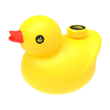 PieceMaker "Kwack" yellow silicone duck-shaped water pipe for dry herbs, front view