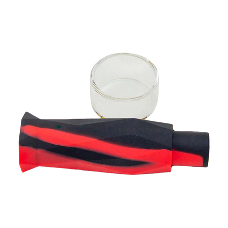 PILOT DIARY 2-in-1 Silicone & Quartz Honey Straw Hand Pipe in Black & Red - Compact and Portable