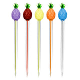Colorful Pineapple Glass Dab Tools in 5" Length, Durable Borosilicate with Rubber Grip