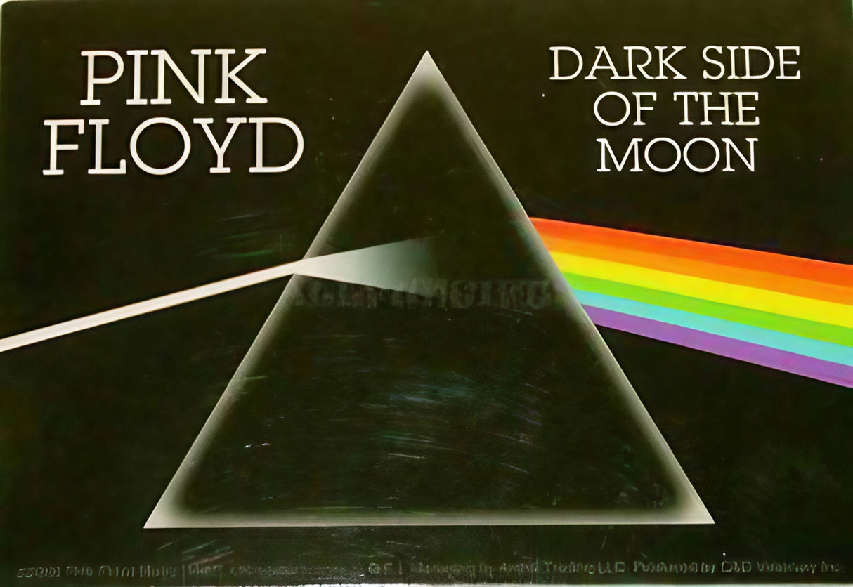 Pink Floyd 'The Dark Side of The Moon' sticker, iconic prism design, 5" x 3.5" size, front view