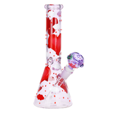 Pinky Hearts Beaker Glass Water Pipe | 10" | 14mm F
