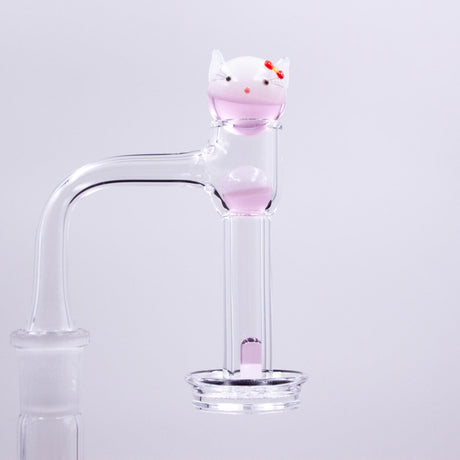 Pinky Kitty Glass Slurper Set for Dab Rigs - Cute Cat Design, Side View
