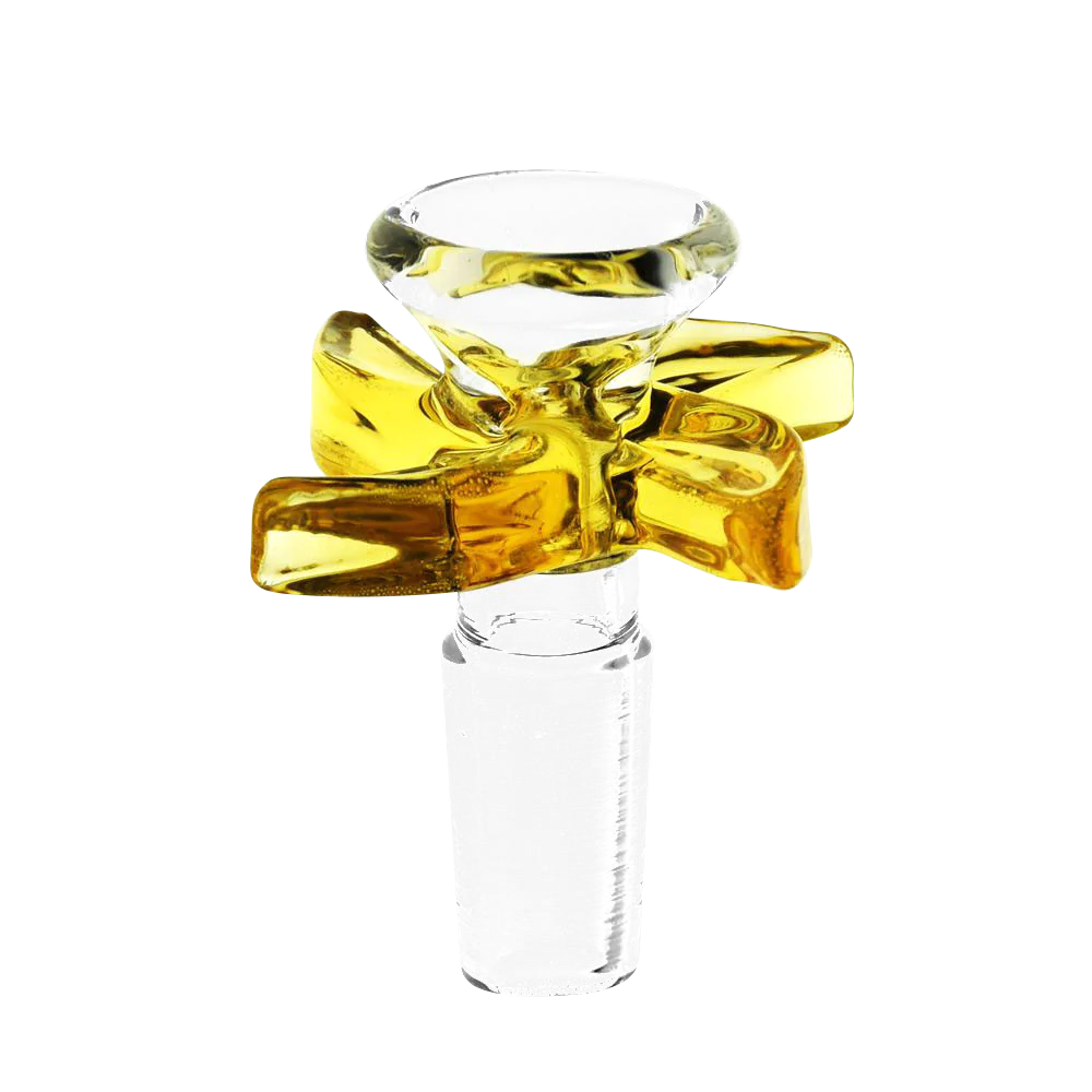 Pinwheel Herb Slide Bowl in Assorted Colors, Borosilicate Glass, 14mm Joint, Front View