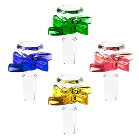 Assorted colors Pinwheel Herb Slide Bowls for bongs, borosilicate glass, front view