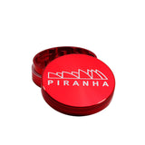 Piranha 2 Piece 2.2" Red Grinder, Compact and Portable, Top View on White Background