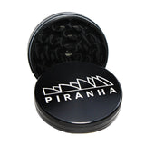 Piranha 2 Piece 3.0" Black Aluminum Grinder Open View Showing Sharp Teeth