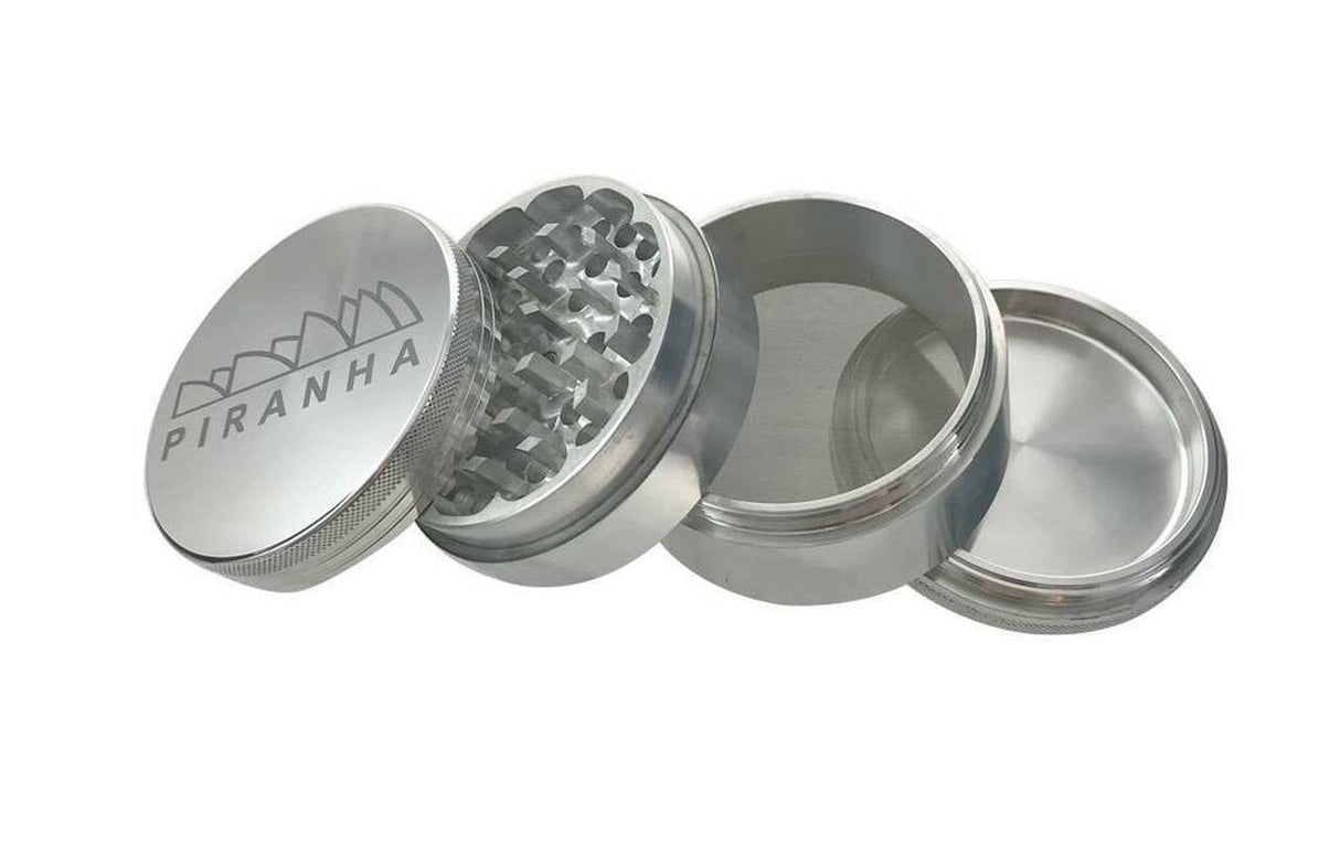 Piranha 4 Piece 3.0" Aluminum Grinder, Open View Showing All Parts