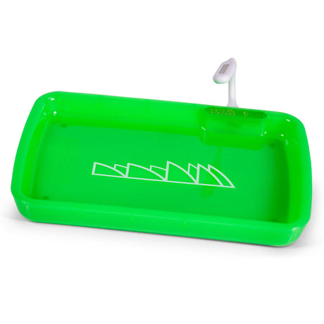 Piranha LED Rolling Tray in Vibrant Green - Top View with USB Cable