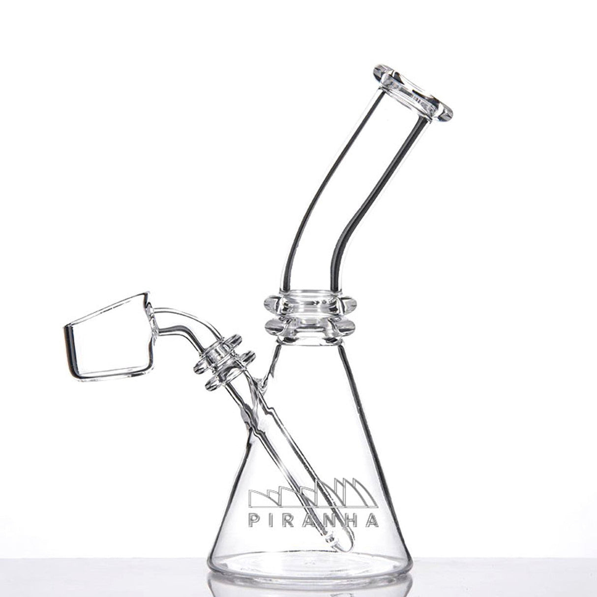 Piranha Quartz Beaker Dab Rig with Banger Nail - Clear, Front View