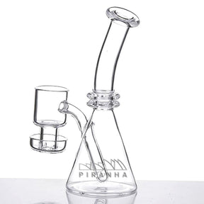 Piranha Quartz Beaker Dab Rig with Terp Vacuum Banger Nail & Carb Cap, Front View