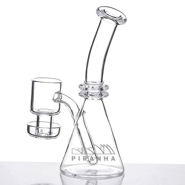 Piranha Quartz Beaker Dab Rig with Terp Vacuum Banger Nail & Carb Cap, Front View