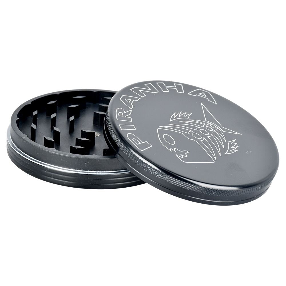 Piranha RETRO Aluminum Grinder | Black | 2pc | 3.5"