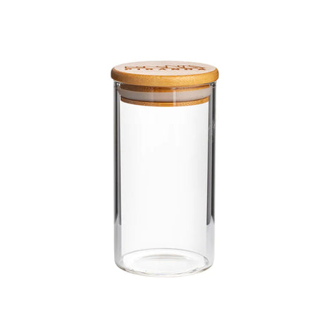 Piranha Borosilicate Glass Storage Jar with Airtight Bamboo Lid, Front View