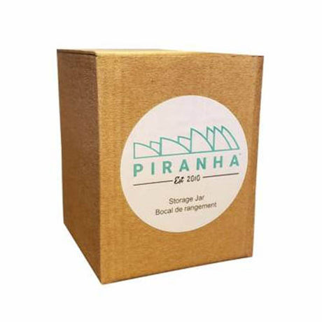 Piranha Storage Jar packaging box with logo on a seamless white background