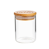 Piranha Storage Jar with Bamboo Lid, Borosilicate Glass, Front View on White Background