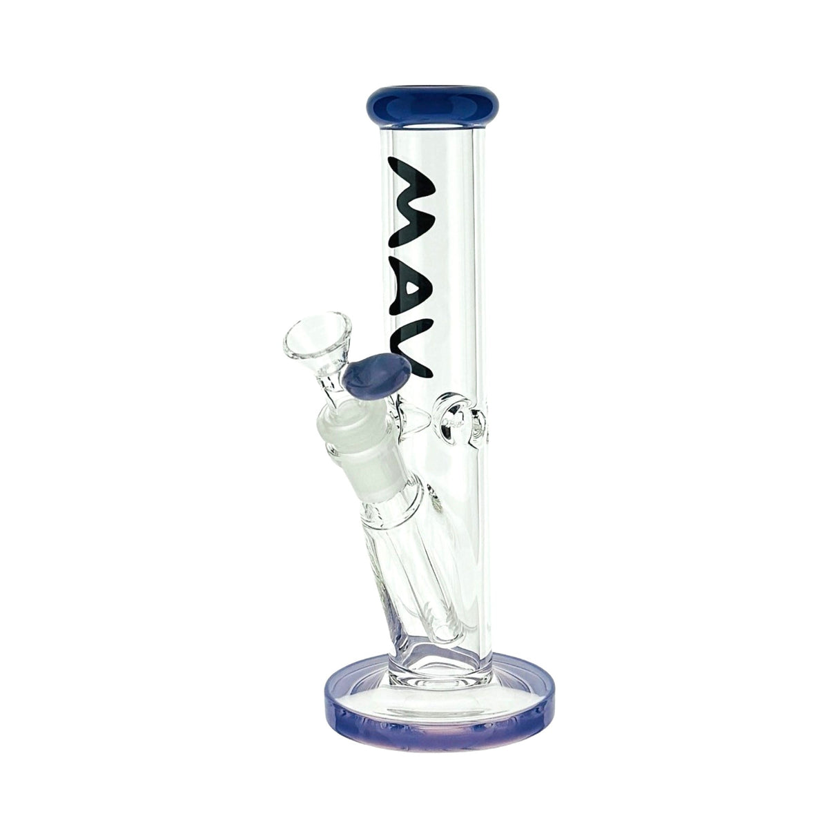 MAV Glass 8" Mini Straight Bong with Colored Top, 14mm Borosilicate Glass, Front View