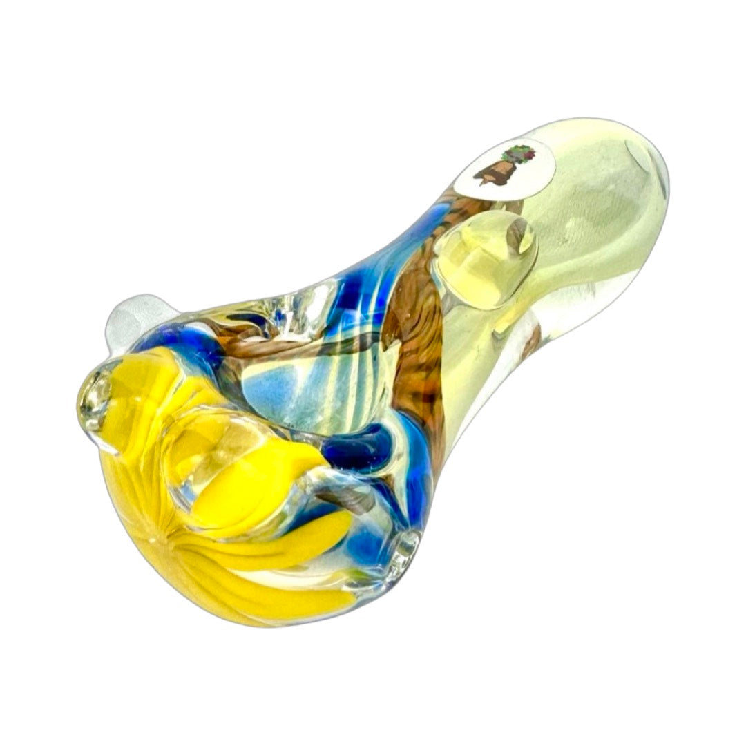 AFM Cool Multicolor Fumed Glass Hand Pipe with Deep Bowl, Top View