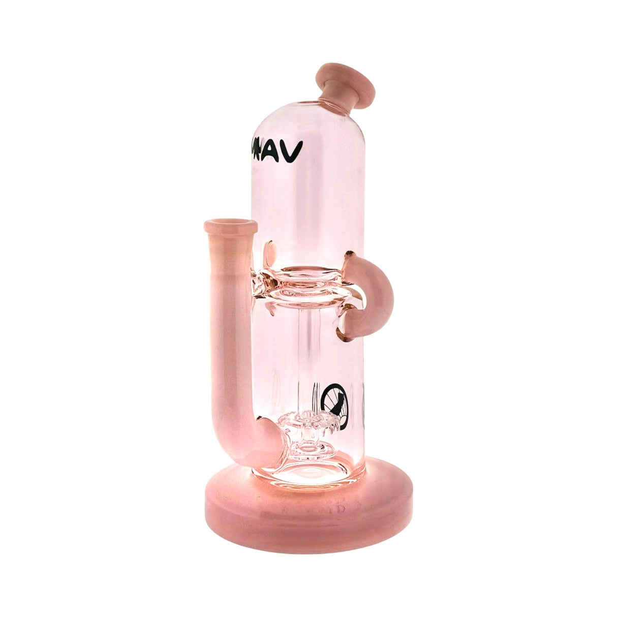 MAV Glass 2-Tone Double Uptake Pillbox Rig with Showerhead Perc, Front View on White