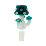 MAV Glass 14mm MUSHROOM Bowl with teal and white design, front view on seamless white background