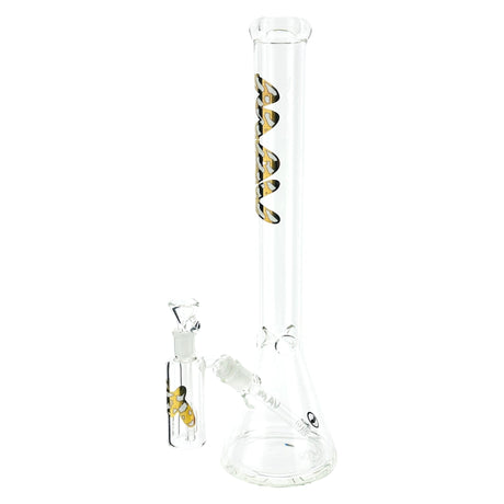 MAV Glass 18" Beaker Bong with Gold White Cali Map Design, Ash Catcher, and Showerhead Perc