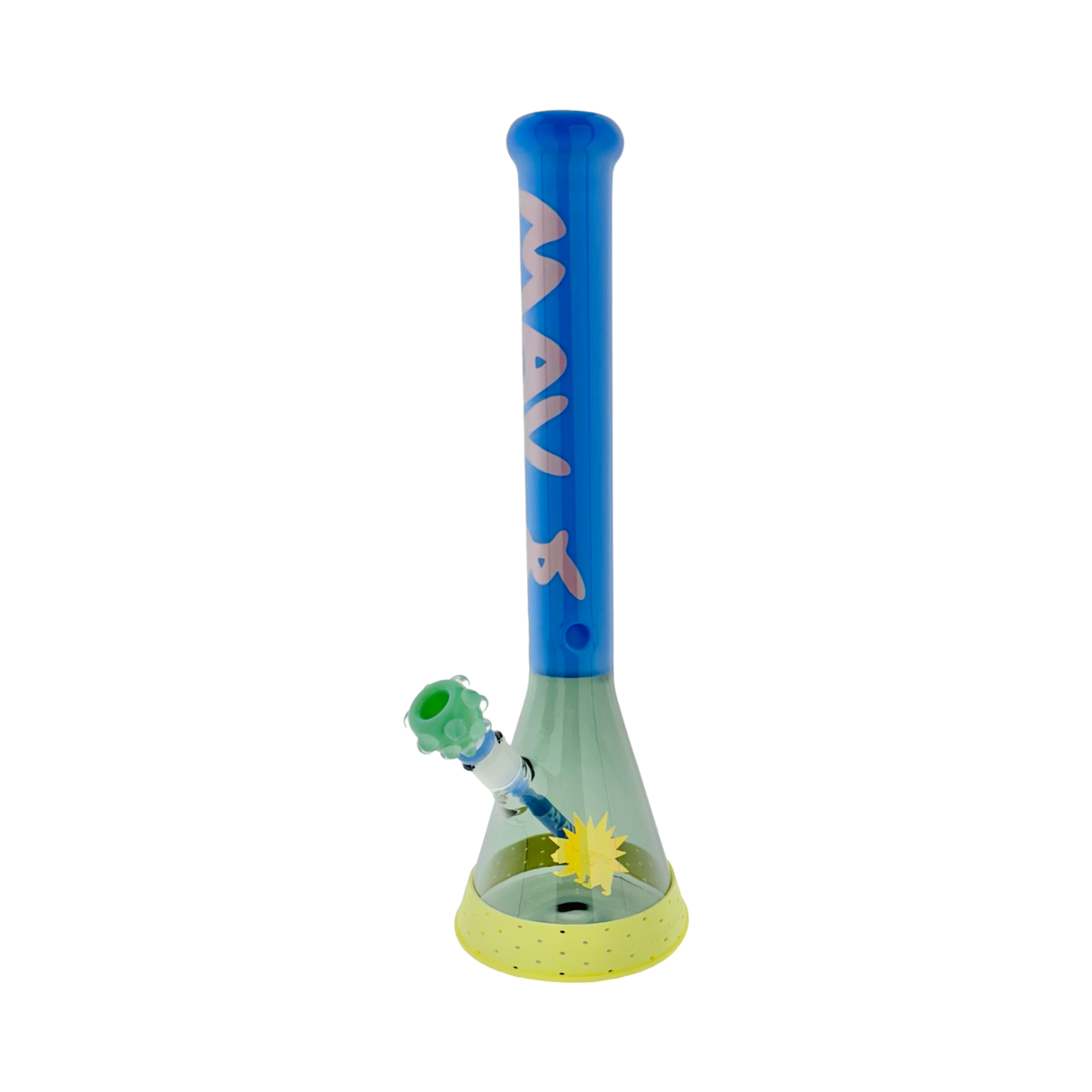 MAV Glass 18" Beaker Bong in Lemon Mint Lavender with Showerhead Perc, Front View