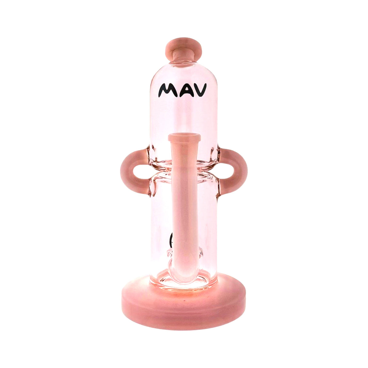 MAV Glass 2-Tone Double Uptake Pillbox Rig with Showerhead Perc, 14mm Female Joint, Front View