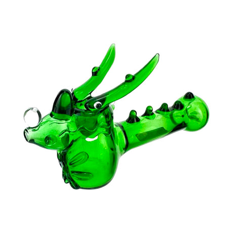 AFM Dragon Worked Lime Glass Hand Pipe with Borosilicate Design - Top View