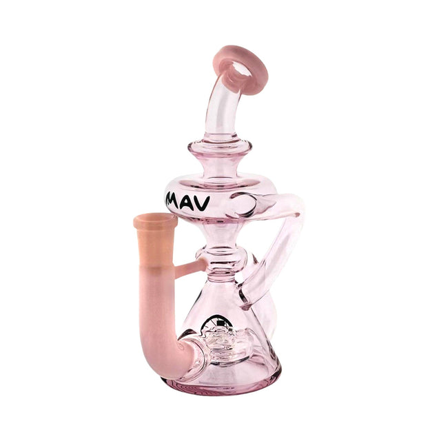 MAV Glass Ventura Recycler 2 Tone Dab Rig in Pink with Bent Neck and Borosilicate Glass, Front View