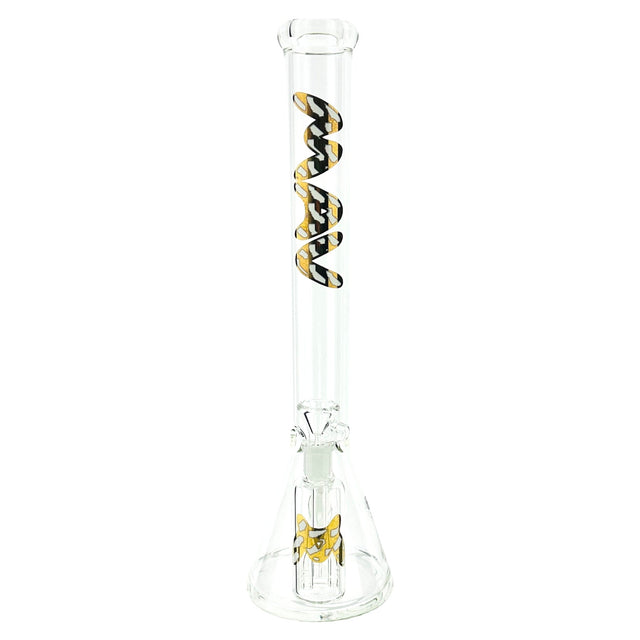 MAV Glass 18" Beaker Bong with Gold White Cali Map, 5mm Thick, Showerhead Perc, Front View