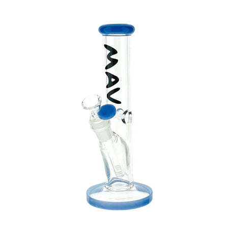 MAV Glass 8" Mini Straight Bong with Blue Accents and 14mm Bowl - Front View