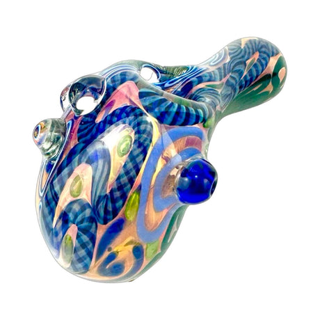 AFM Worked Dichro Multi Colored Glass Hand Pipe with Borosilicate Design - Top View