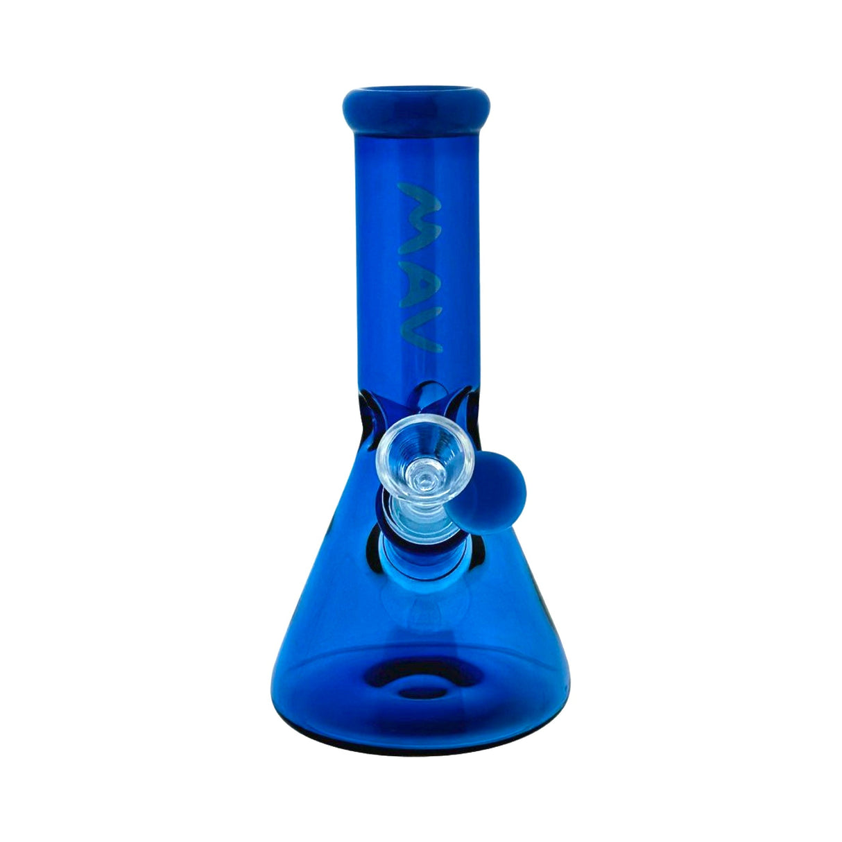 MAV Glass 7" 2 Tone Mini Beaker Bong in Blue, Front View on White Background