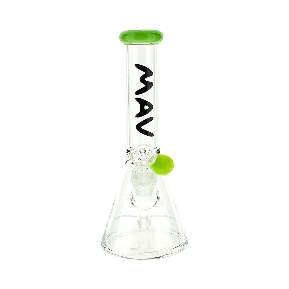 MAV Glass 8" Color Top Mini Beaker Bong with 14mm Bowl - Front View on White