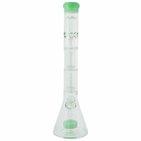 MAV Glass Inverted Slitted Puck to Double UFO Beaker Bong with Colored Accents