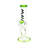 MAV Glass 8" Mini Straight Bong with Green Accents and 14mm Bowl - Front View