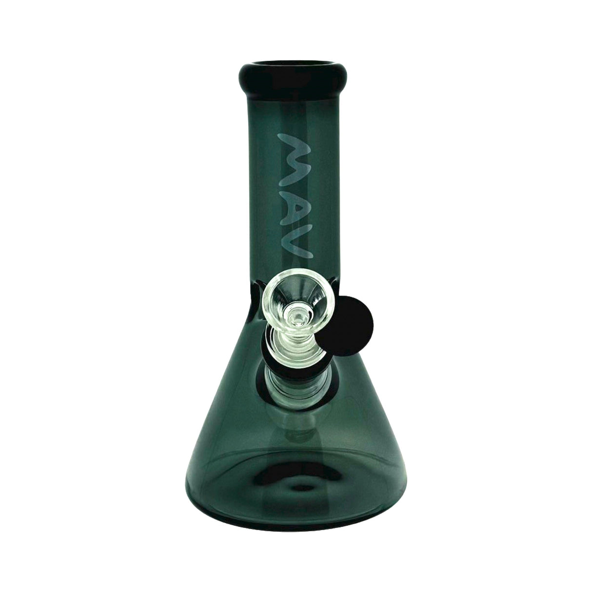 MAV Glass 7" Mini Beaker Bong in 2-tone colored borosilicate glass with 14mm bowl, front view