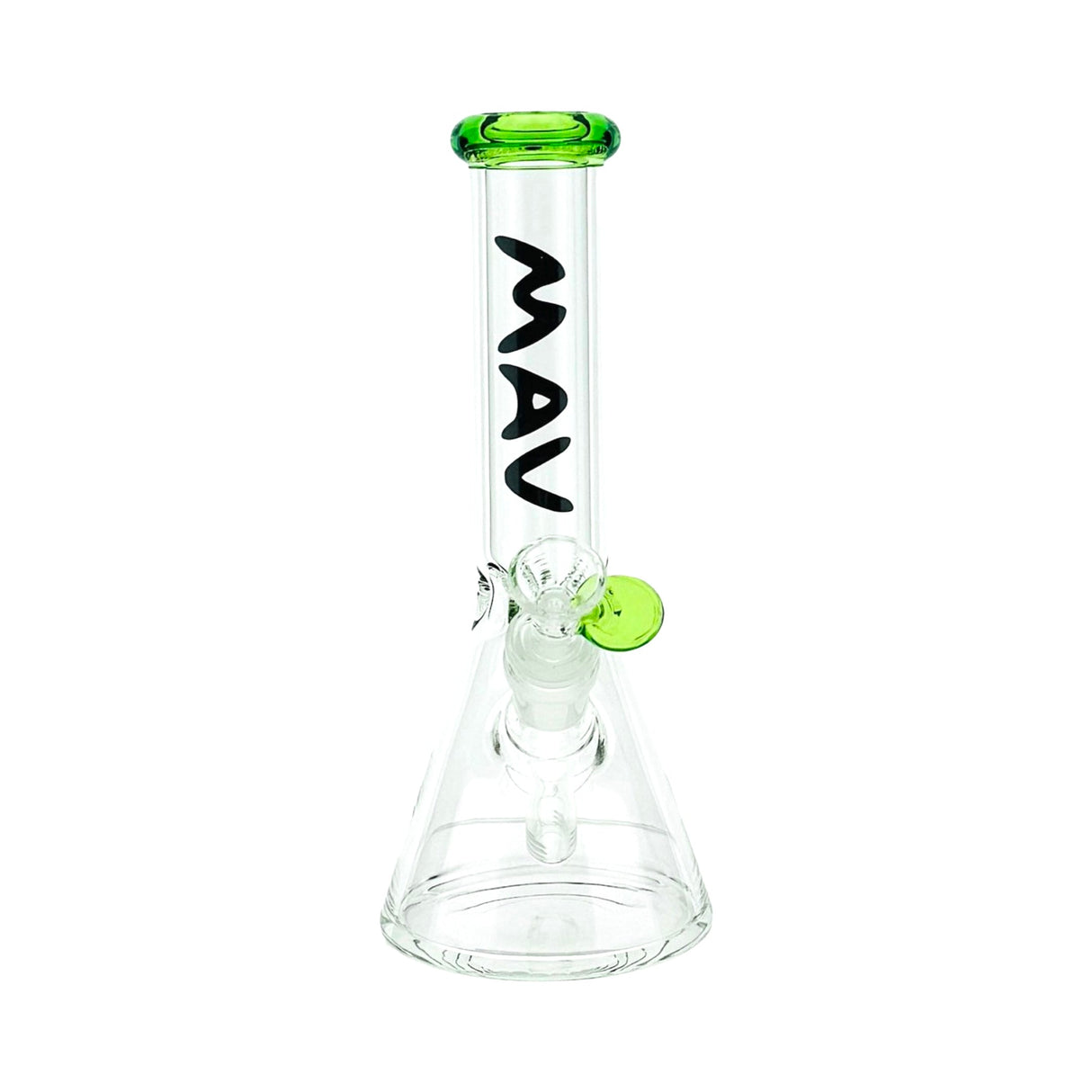 MAV Glass 8" Color Top Mini Beaker Bong with 14mm Bowl - Front View on White Background